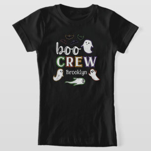 Black Spooky Bats & Ghosts Halloween Boo-Crew T-Shirt