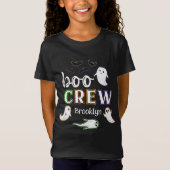 Black Spooky Bats & Ghosts Halloween Boo-Crew T-Shirt (Vorderseite)