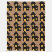 Black Spooky House Pattern Fleecedecke (Vorderseite)