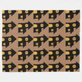 Black Spooky House Pattern Fleecedecke (Vorderseite (Horizontal))