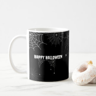 Black Spooky Spider Web Happy Halloween Name Kaffeetasse