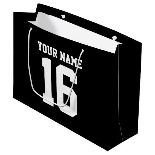 Black Sporty Team Jersey Große Geschenktüte (Vorderseite Schrägansicht)