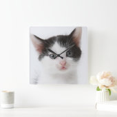 Black Spotted Kitten Quadratische Wanduhr (Zuhause)