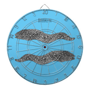 Black spotted moray eel cartoon illustration dartscheibe