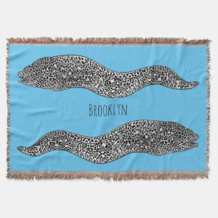 Black spotted moray eel cartoon illustration decke