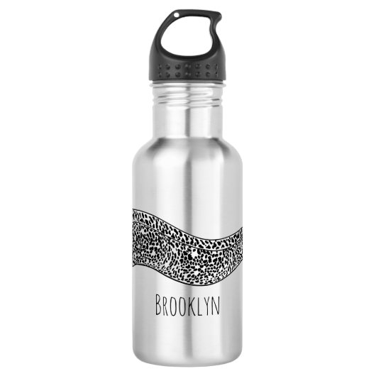 Black spotted moray eel cartoon illustration edelstahlflasche (Vorderseite)