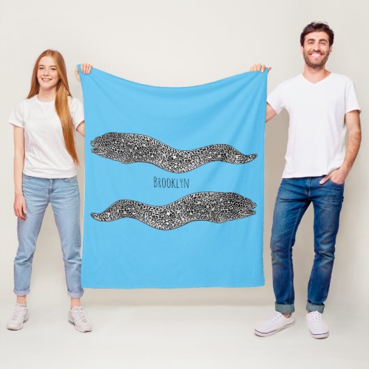 Black spotted moray eel cartoon illustration fleecedecke (Beispiel)