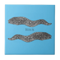 Black spotted moray eel cartoon illustration