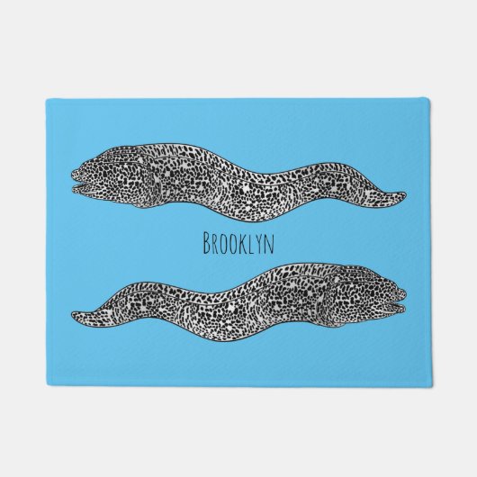 Black spotted moray eel cartoon illustration fußmatte (Vorderseite)