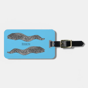 Black spotted moray eel cartoon illustration gepäckanhänger