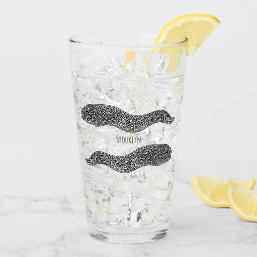 Black spotted moray eel cartoon illustration glas (Rückseite Ice)