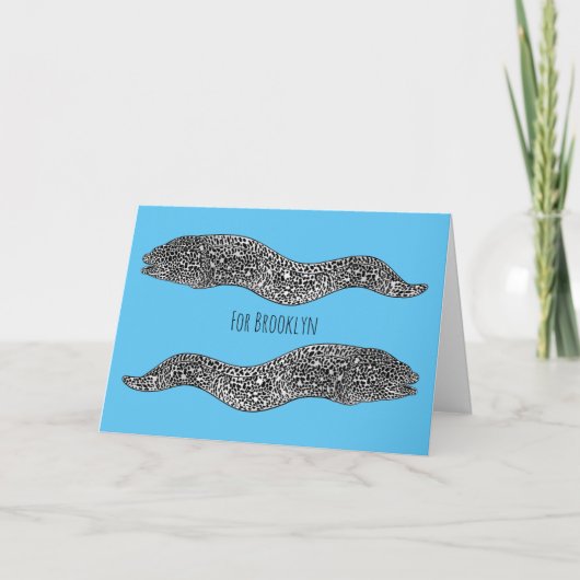 Black spotted moray eel cartoon illustration karte (Vorderseite)