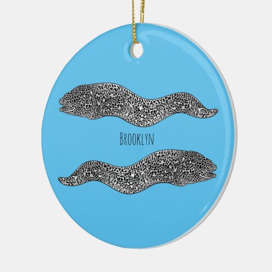 Black spotted moray eel cartoon illustration keramik ornament (Links)