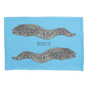Black spotted moray eel cartoon illustration kissenbezug