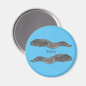 Black spotted moray eel cartoon illustration magnet (Vorderseite/Rückseite)