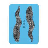Black spotted moray eel cartoon illustration magnet (Vertikal)
