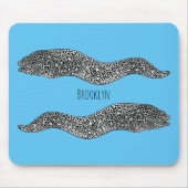 Black spotted moray eel cartoon illustration mousepad (Vorne)