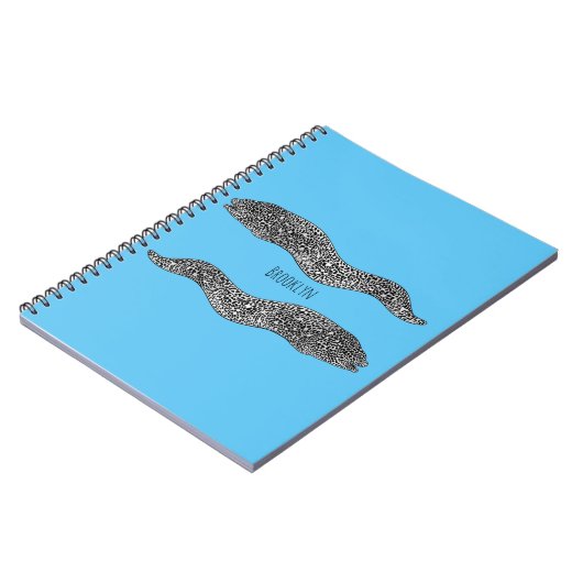 Black spotted moray eel cartoon illustration notizblock (Linke Seite)