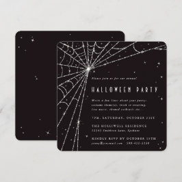Black Square Diamond Spider Web-Halloween-Party Einladung