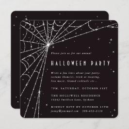 Black Square Diamond Spider Web-Halloween-Party Einladung