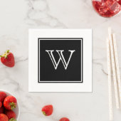 Black Square Monogram Paper Napkins Serviette (Beispiel)