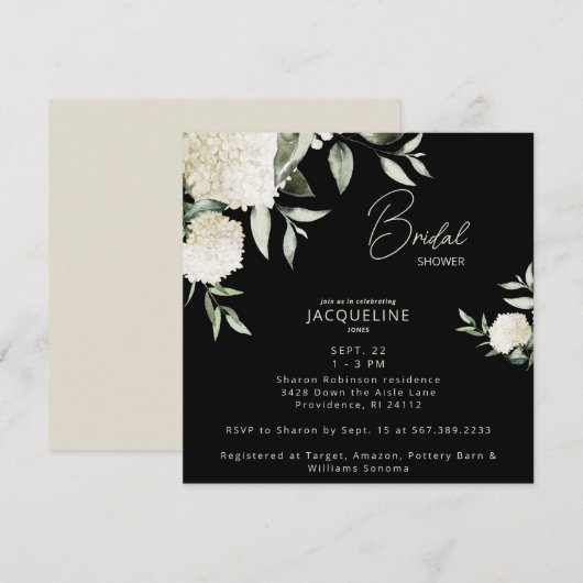 Black Square White Hydrangeas Brautparty (Vorne/Hinten)