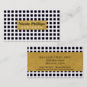 Black Squares auf der White & Gold Chic Business C Visitenkarte (Vorne/Hinten)