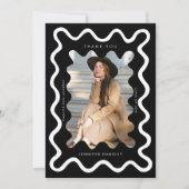 Black Squiggg Wavy Frame Abschluss Vielen Dank Ankündigung (Vorderseite)