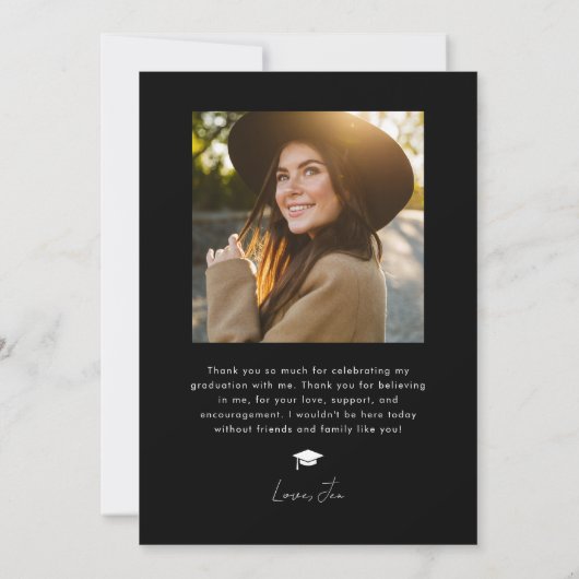 Black Squiggg Wavy Frame Abschluss Vielen Dank Ankündigung (Rückseite)