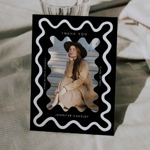 Black Squiggg Wavy Frame Abschluss Vielen Dank Ankündigung