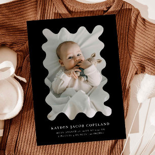Black Squiggly Frame Birth Announcement Foto Ankündigung