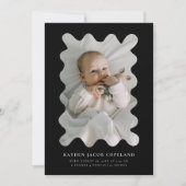 Black Squiggly Frame Birth Announcement Foto Ankündigung (Vorderseite)