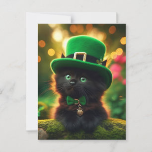 Black St. Patrick's Day Kitten Postkarte