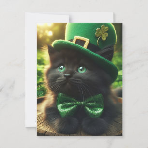 Black St. Patrick's Day Kitten Postkarte