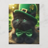 Black St. Patrick's Day Kitten Postkarte (Vorderseite)