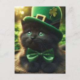 Black St. Patrick's Day Kitten Postkarte