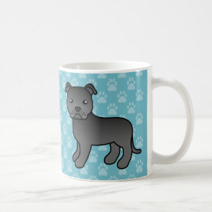 Black Staffordshire Bull Terrier Dog On Blue Kaffeetasse