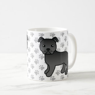 Black Staffordshire Bull Terrier Niedlich Cartoon  Kaffeetasse