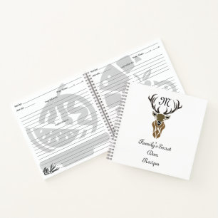 Black Stag Silhouette Monogram Deer Rezepte Notizblock