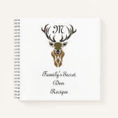 Black Stag Silhouette Monogram Deer Rezepte Notizblock (Vorderseite)