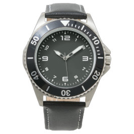 Black Stainless Steel Black Leather Strap Watch Armbanduhr
