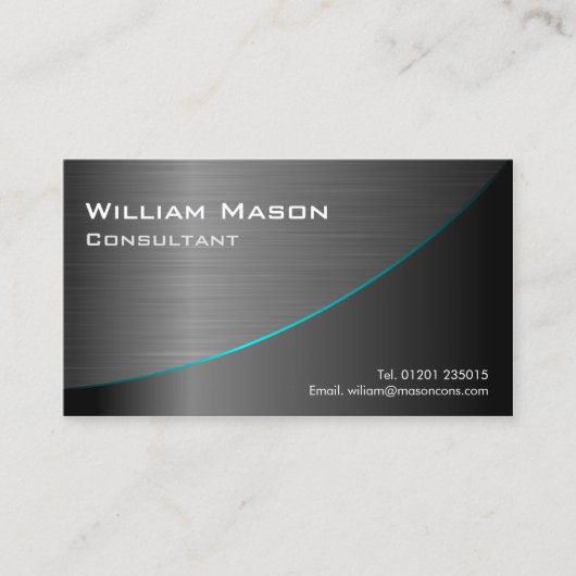 Black Stainless Steel Curved, Business Card Visitenkarte (Vorderseite)