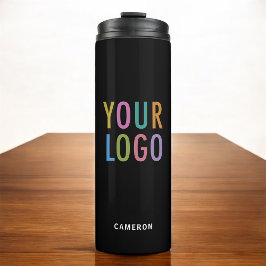 Black Stainless Steel Tumbler Business Logo 12 oz Thermosbecher