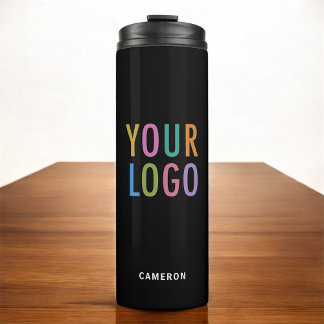 Black Stainless Steel Tumbler Business Logo 12 oz Thermosbecher