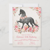 Black Stallion Blumenpferd Geburtstagsparty Einladung (Vorderseite)