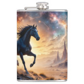 Black Stallion in Desert  Flachmann (Vorderseite)