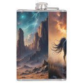 Black Stallion in Desert  Flachmann (Rückseite)