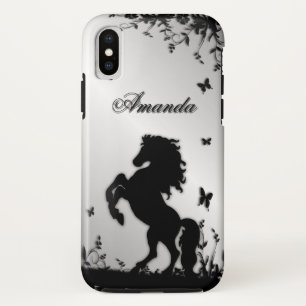 Black Stallion / Pferd auf Silver Personal züchten Case-Mate iPhone Hülle