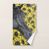 Black Stallion Pferd und Sonnenblumen Badhandtuch Set (Handtuch)