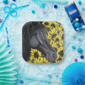 Black Stallion Pferd und Sonnenblumen Pappteller (Party)
